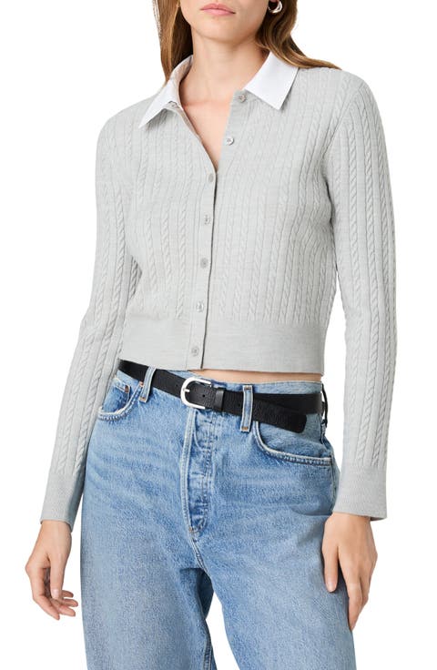 Cable Knit Layered Look Cardigan