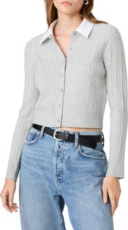 French Connection Cable Knit Layered Look Cardigan