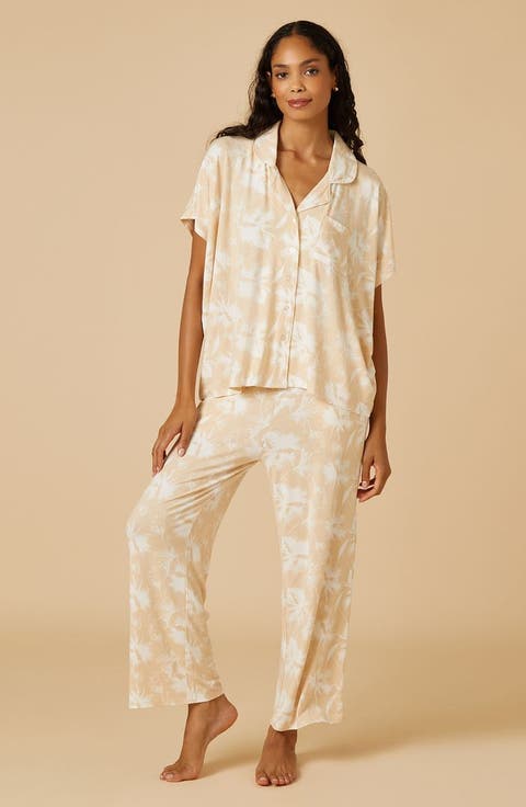 Soft Sleep Caftan Top and Cropped Pant Pajama Set