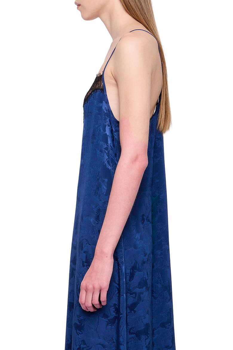 Respa Horse Jacquard Silk Slipdress, Alternate, color, MARINE