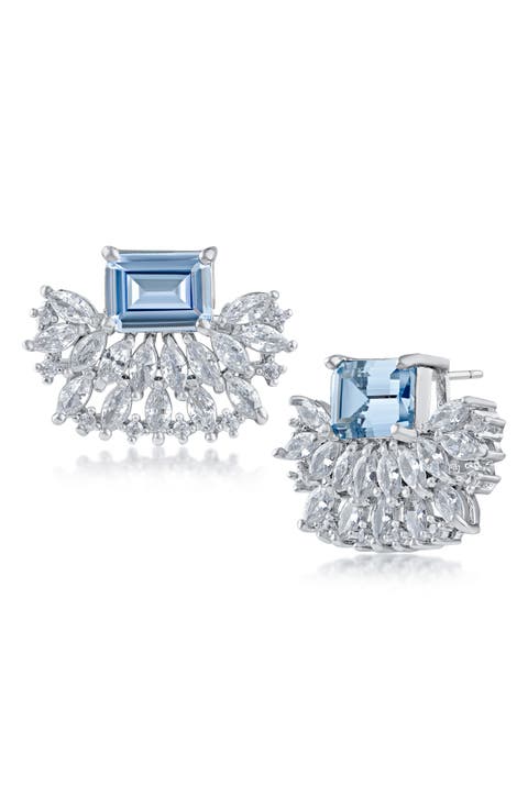 Mixed Cubic Zirconia Cluster Stud Earrings