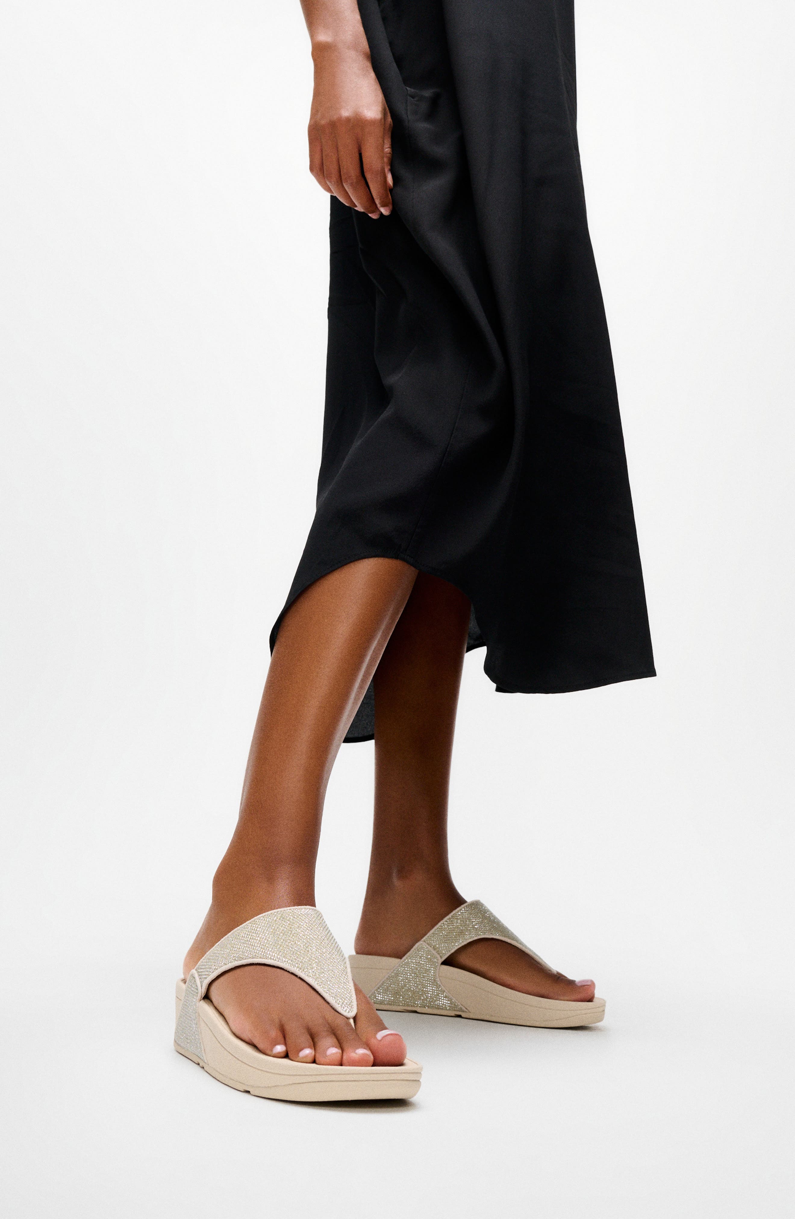 Lulu Shimmerglitz Toe Post Sandal, Alternate, color, PLATINO