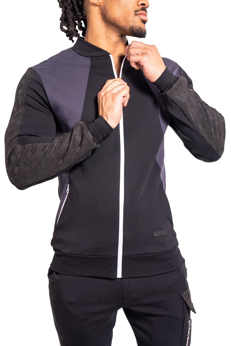 Colorblock Zip-Up Jacket, Alternate, color, GREY