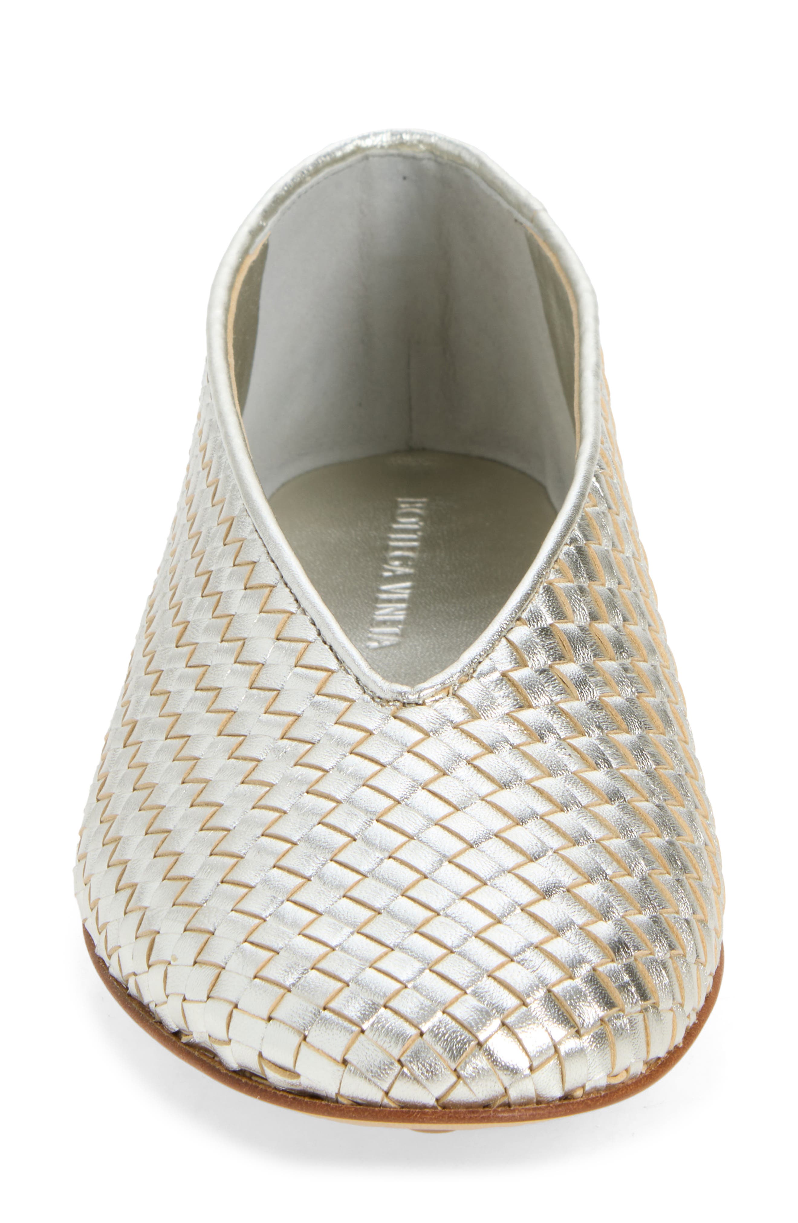 Rosa Ballerina Leather Flat, Alternate, color, 1561 PLATINUM