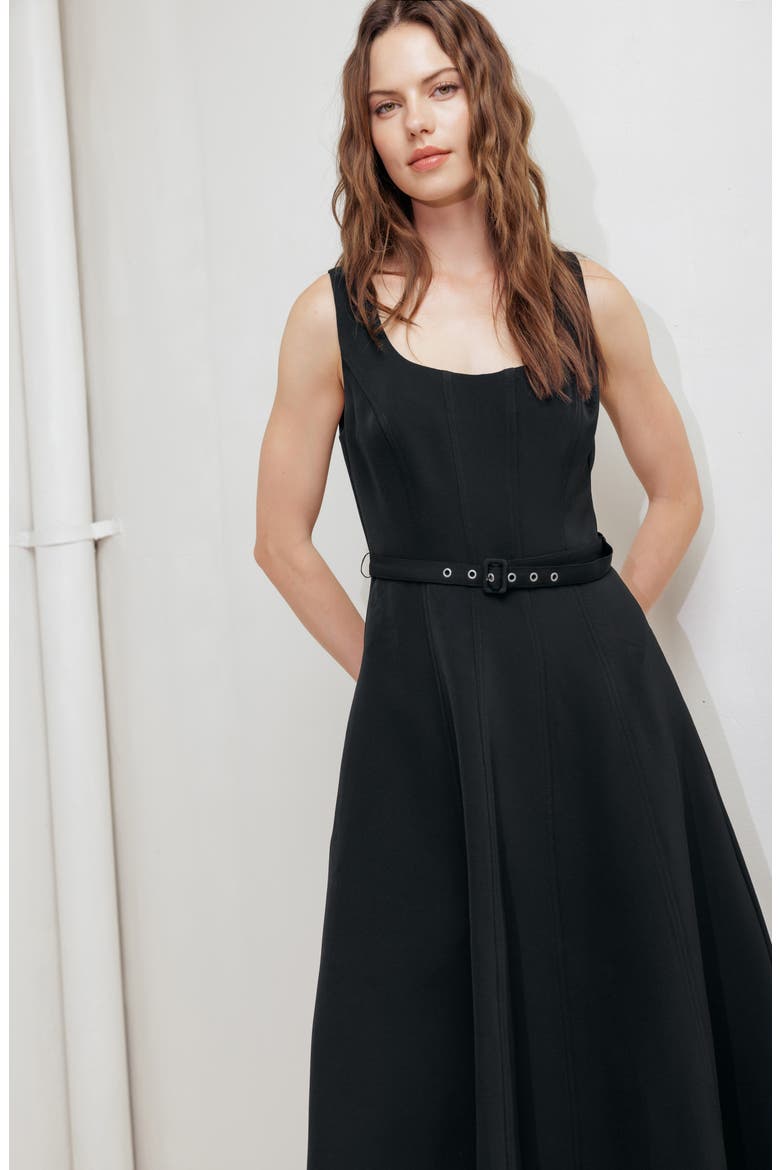 Sleeveless A-Line Dress, Alternate, color, BLACK
