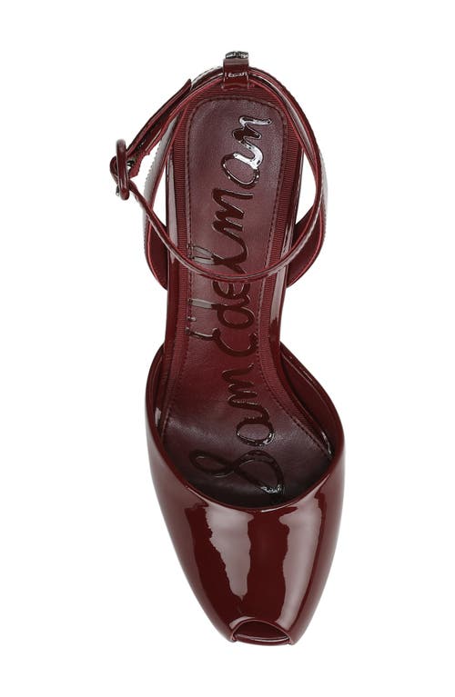 Sam Edelman Wrenna Ankle Strap Peep Toe Pump In Burgundy