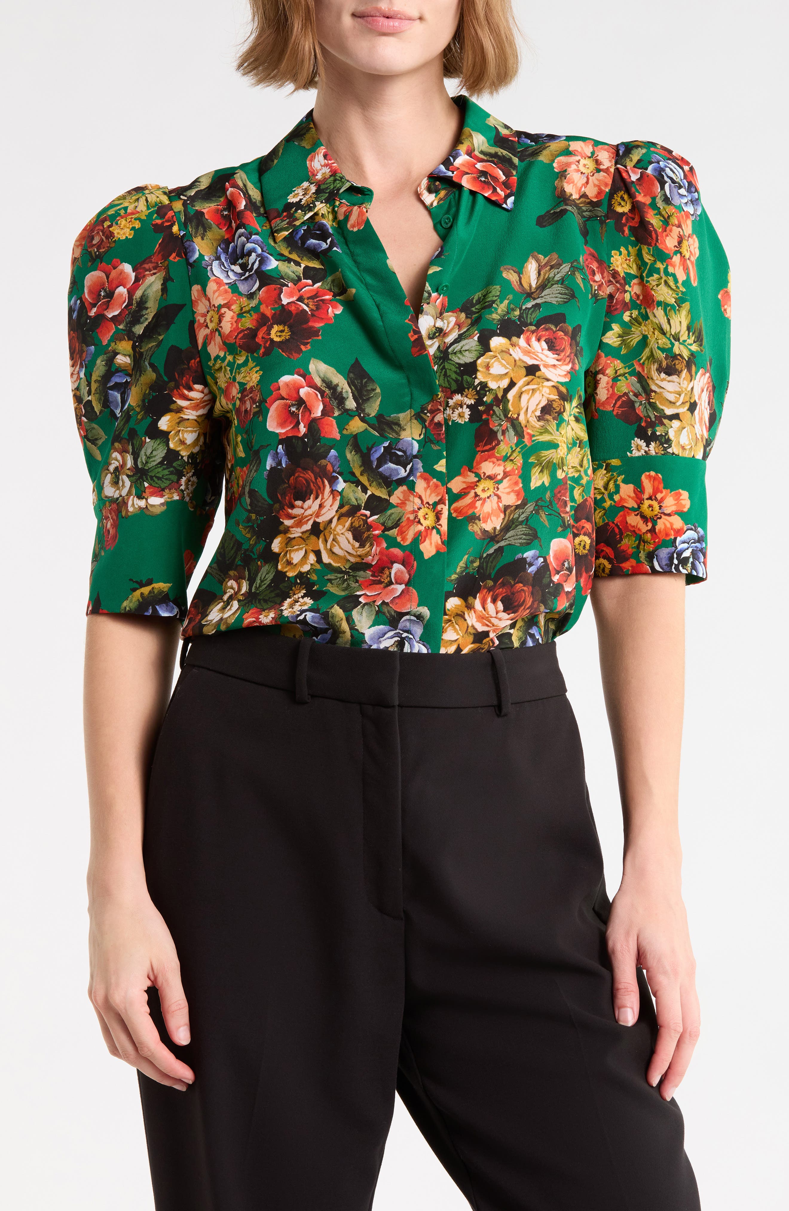 Willa Scrunched Sleeve Silk Top