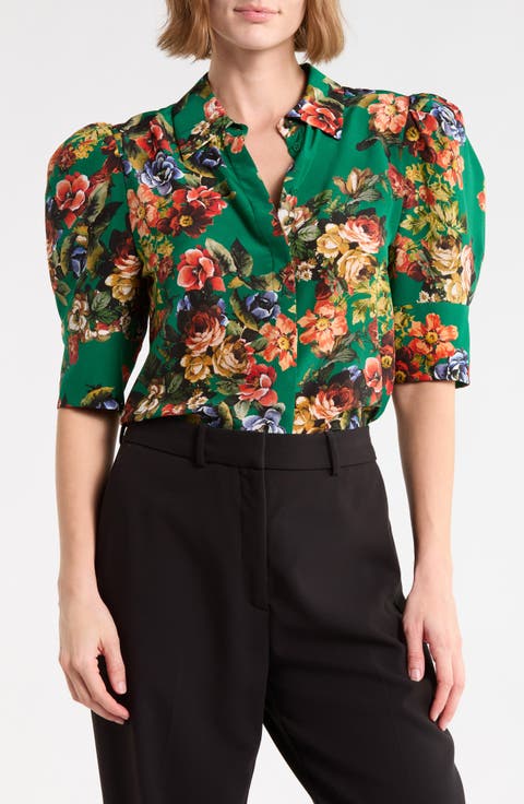 Willa Scrunched Sleeve Silk Top