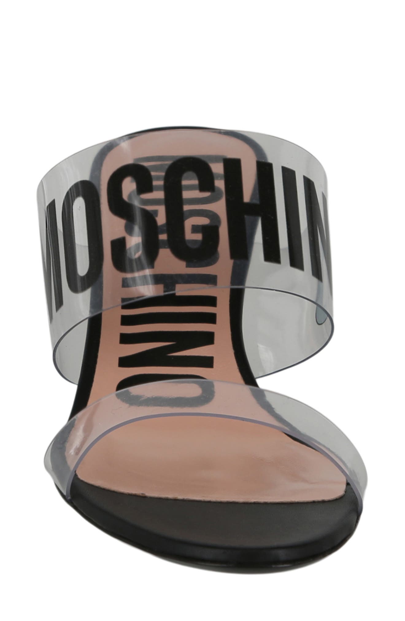 Moschino Clear Strap Sandal, Alternate, color, Transparent Black