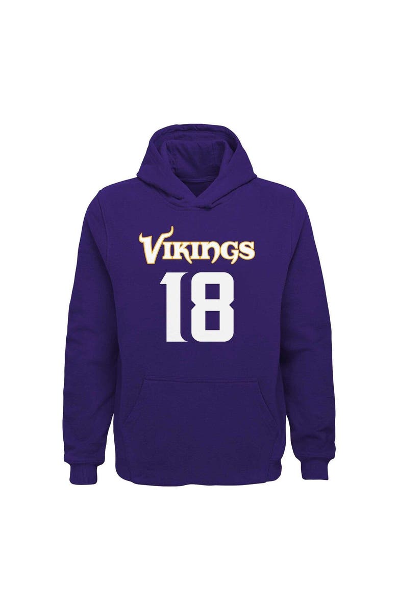 Outerstuff Youth Justin Jefferson Purple Minnesota Vikings Mainliner Player Name & Number Pullover Hoodie, Alternate, color,