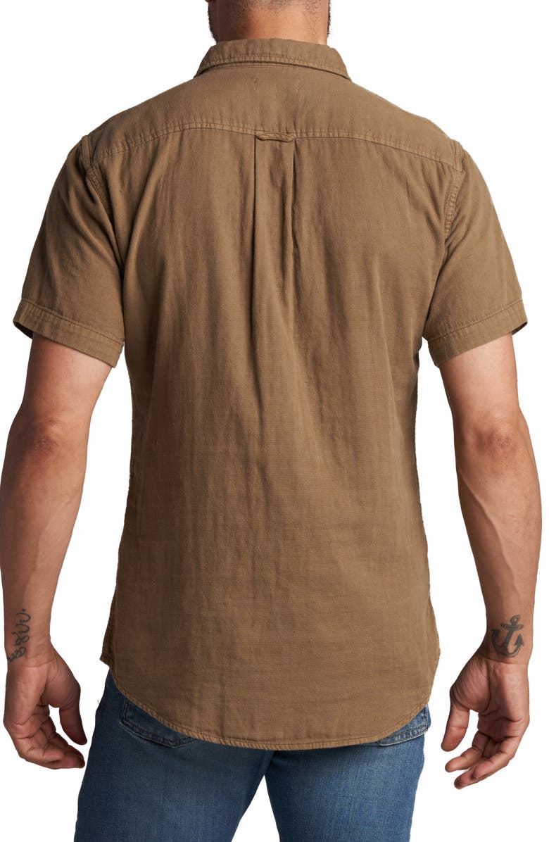 Rowan Leeds Cotton Gauze Short Sleeve Button-Up Shirt, Alternate, color, Umber