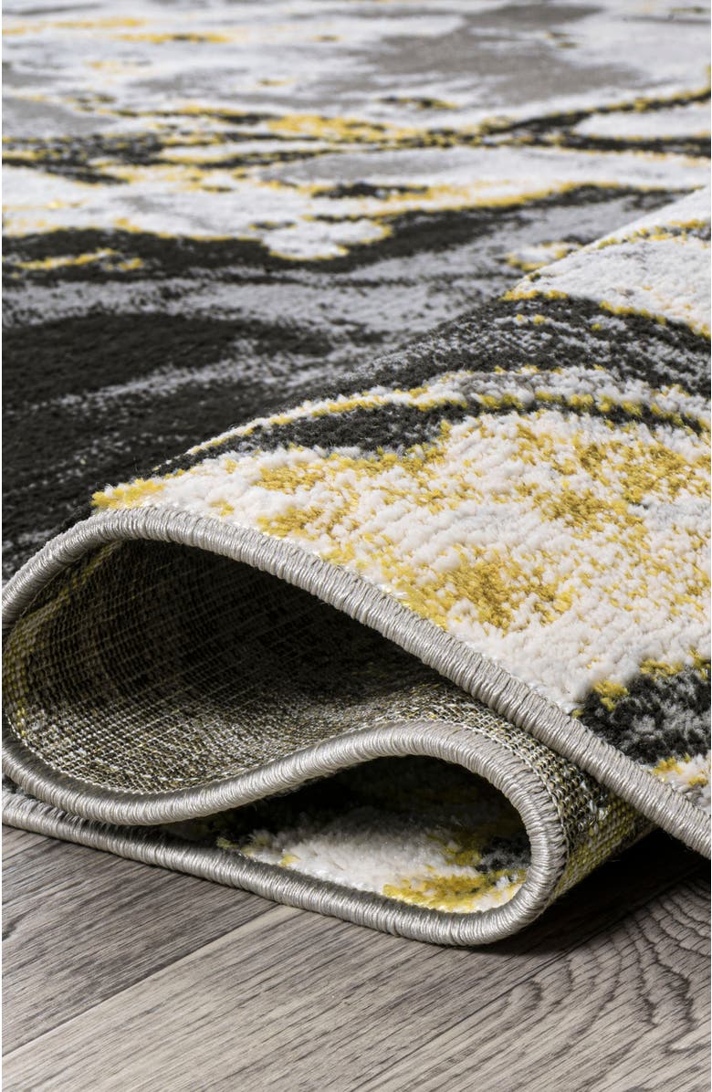 JONATHAN Y Swirl Marbled Abstract Area Rug, Alternate, color, Black/Yellow