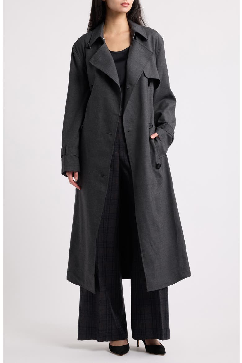 Double Breasted Trench Coat, Alternate, color, CHARCOAL MELANGE - A08