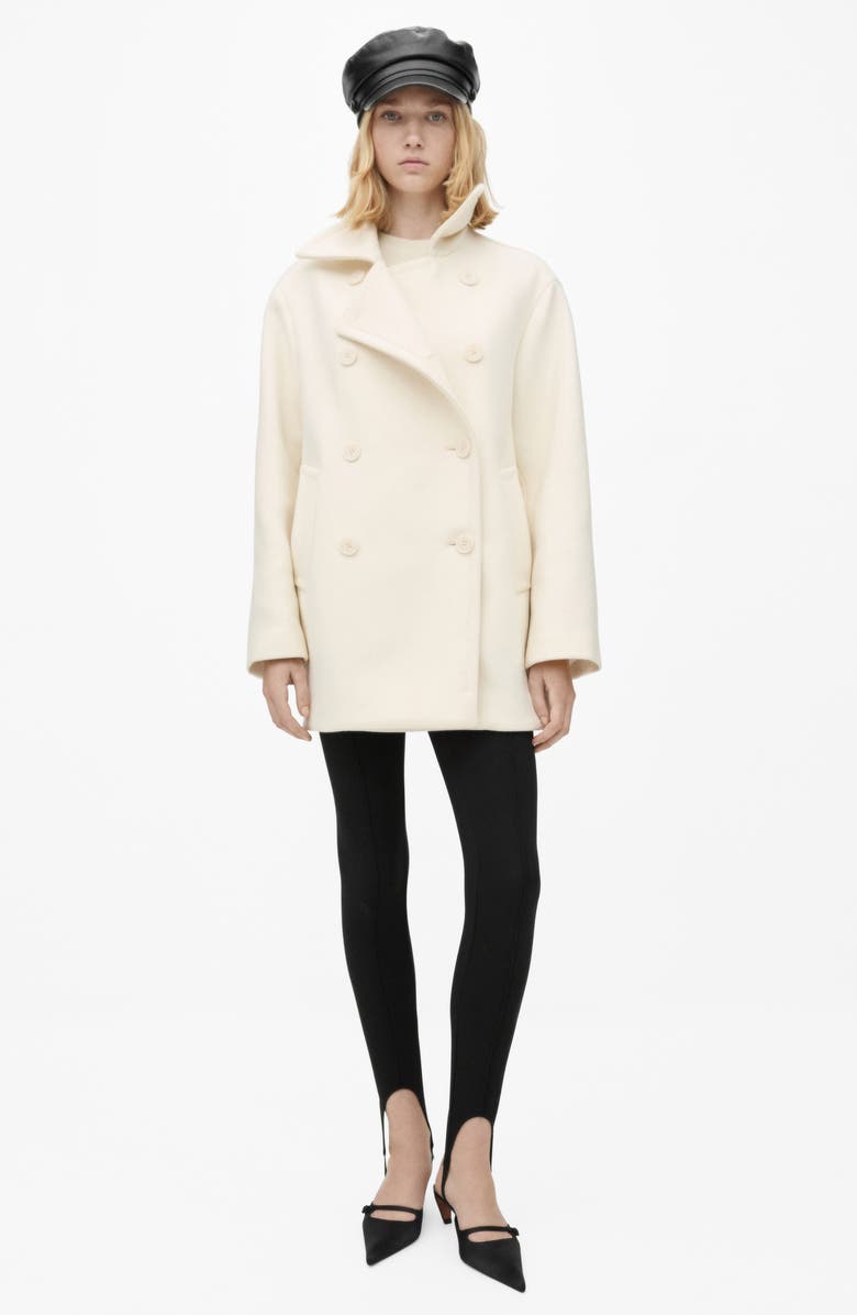 MANGO Double Breasted Virgin Wool Blend Coat, Alternate, color, 