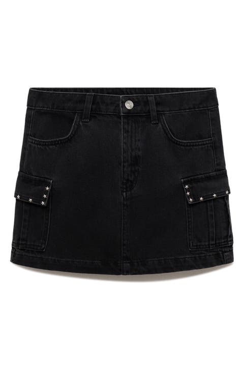 Star Stud Cargo Denim Miniskirt