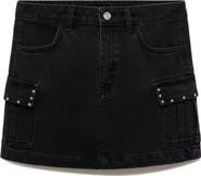 MANGO TEEN Star Stud Cargo Denim Miniskirt