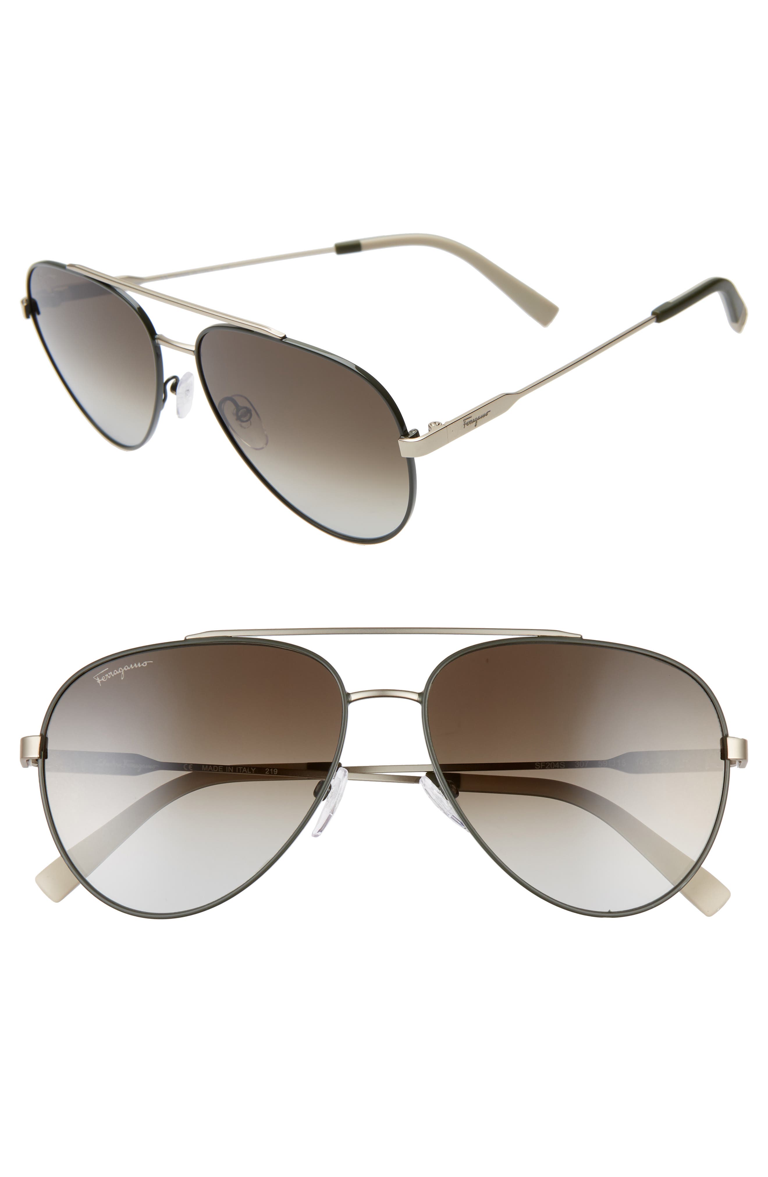 FERRAGAMO 59mm Aviator Sunglasses