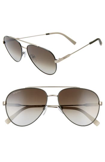 Ferragamo 59mm Aviator Sunglasses In Brown