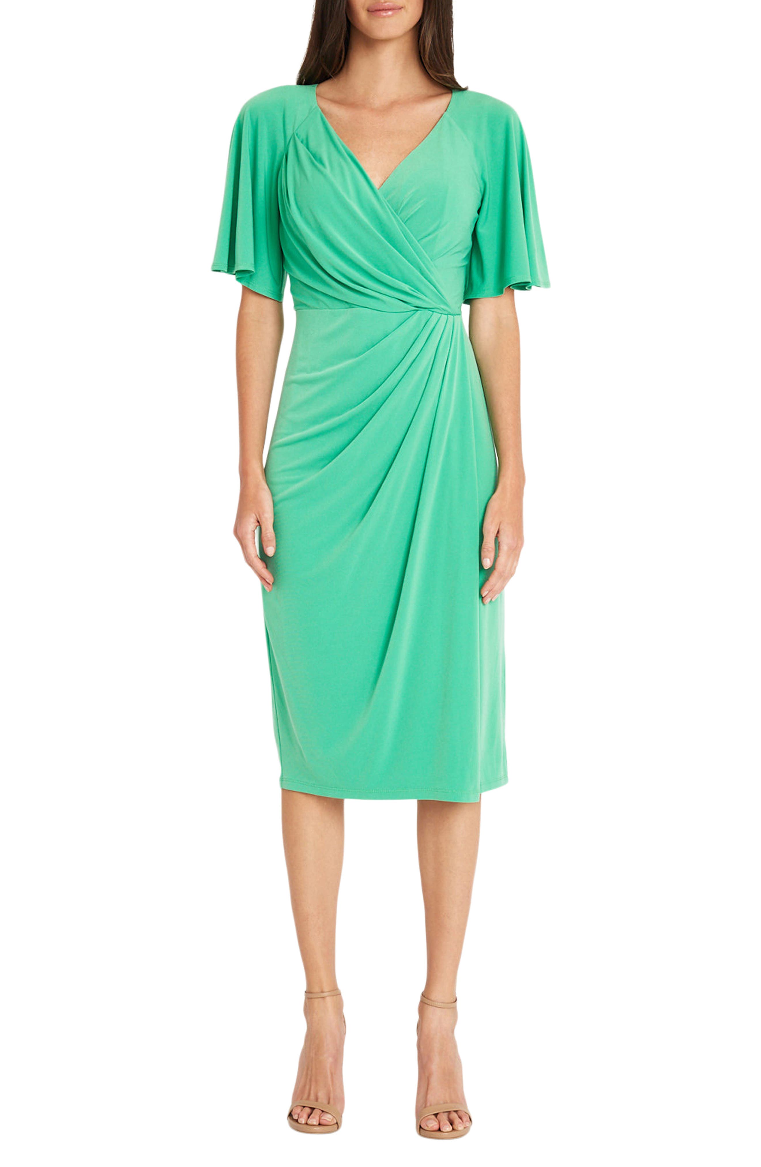 Maggy London Flutter Sleeve Faux Wrap Dress