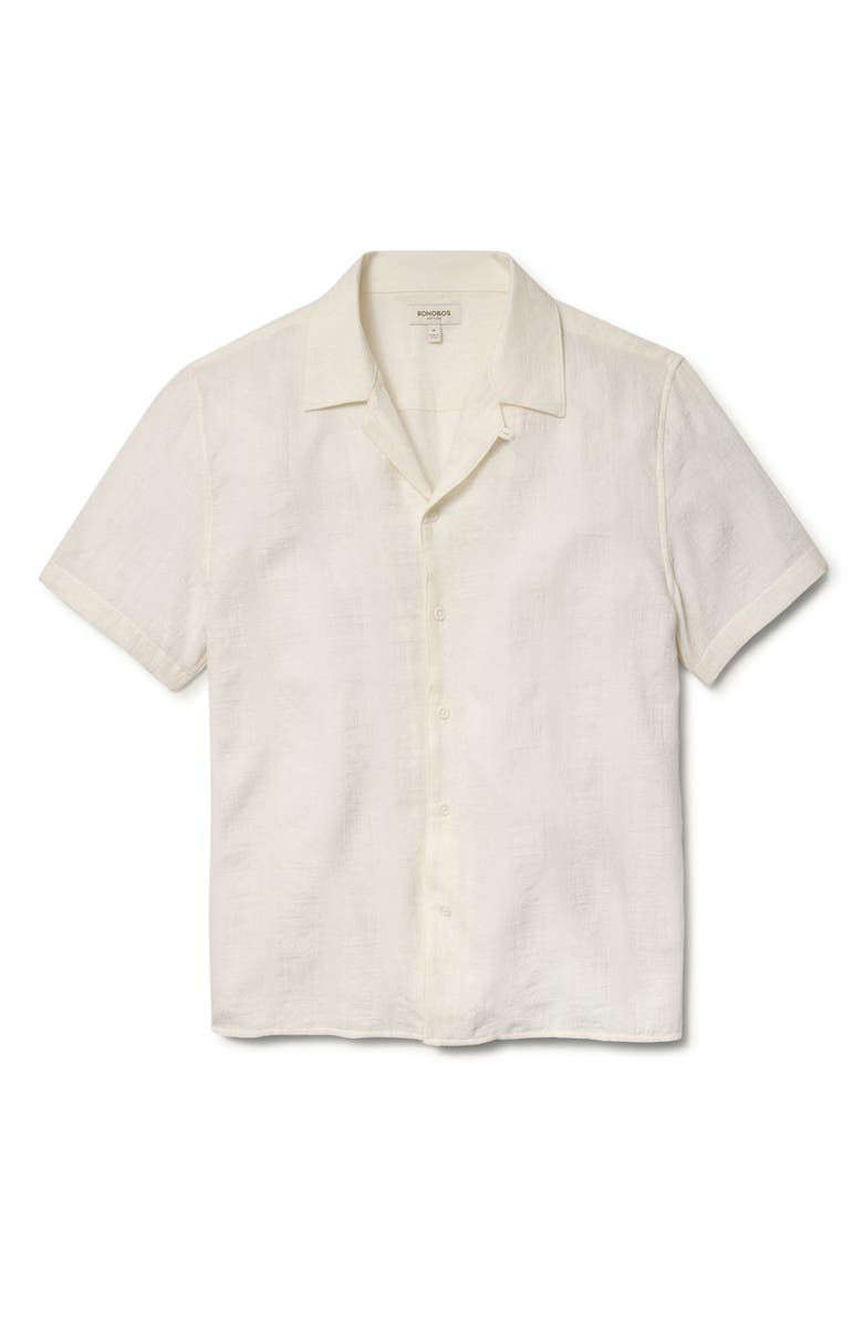 Bonobos Riviera Cotton Jacquard Camp Shirt, Alternate, color, Alan Geo Dobby As Header White
