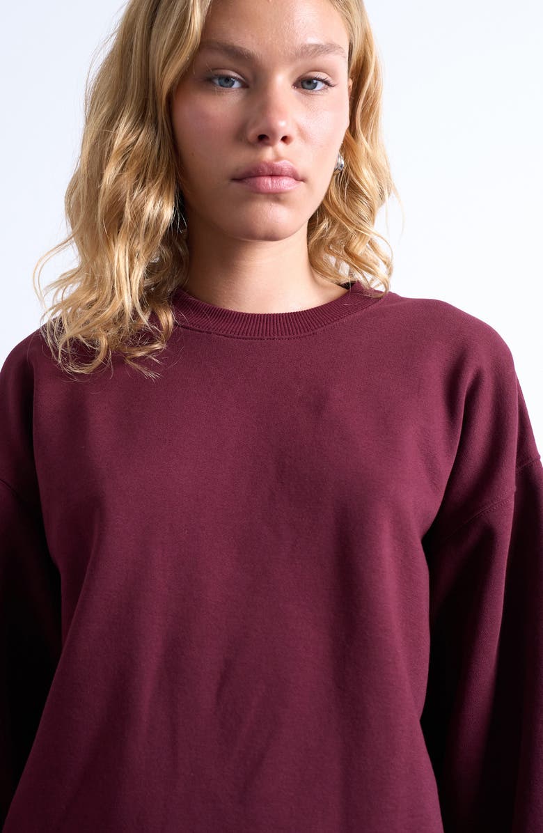 Topshop Oversize Wide Sleeve Cotton Blend Sweatshirt, Alternate, color, Burgundy