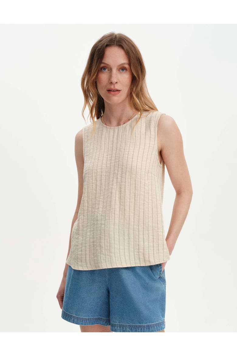 Vallie Stripe Sleeveless Shell Top, Main, color, Beige Stripe