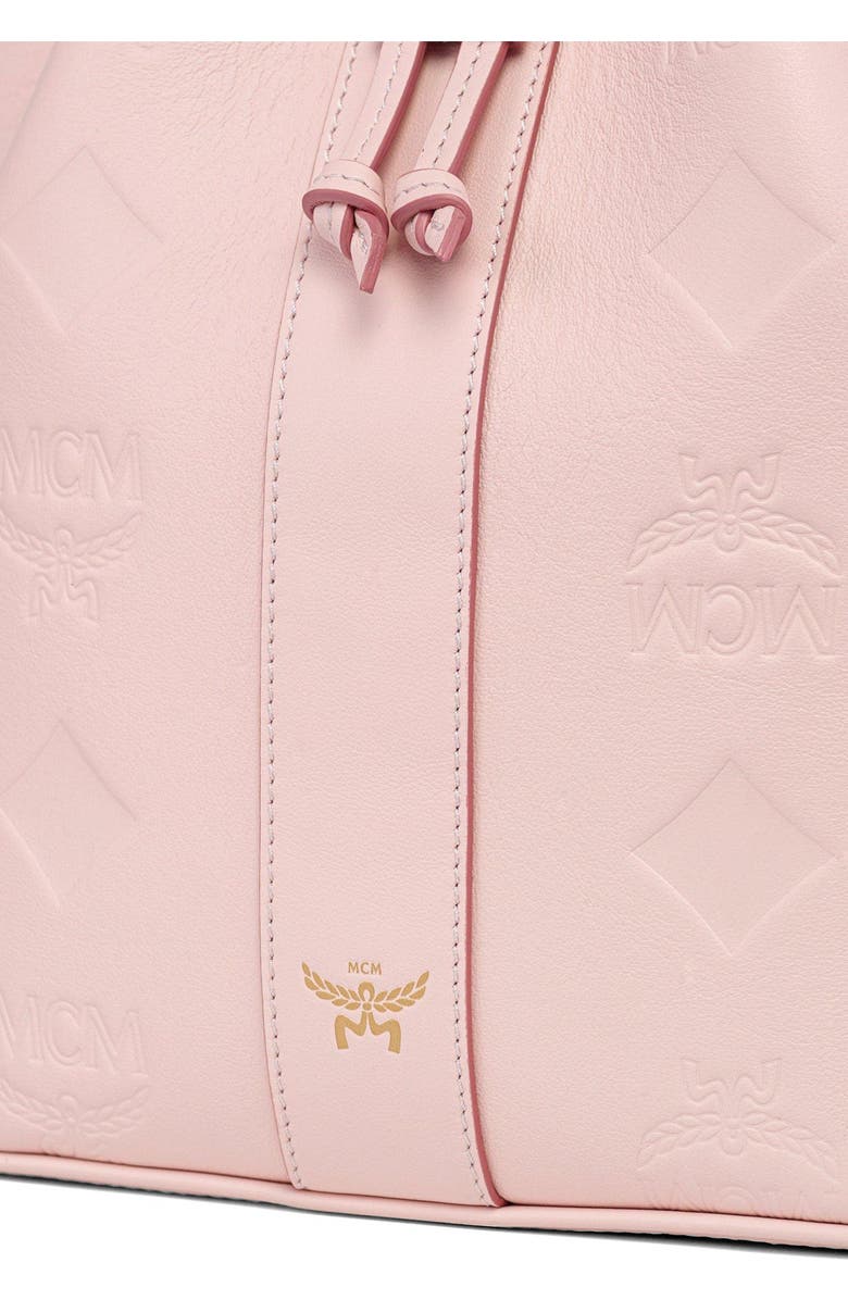 MCM Medium Dessau Drawstring Bag in Maxi Monogram Leather, Alternate, color, Lotus Pink