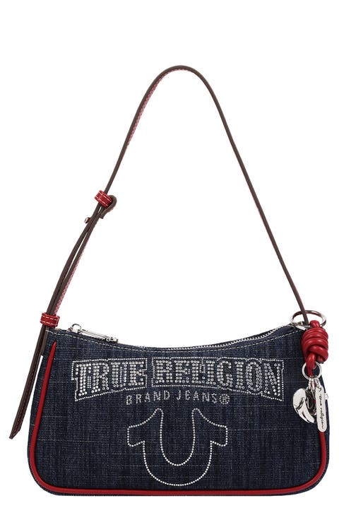 Bling Logo Denim Shoulder Bag