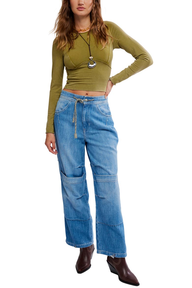Protagonist Long Sleeve Crop T-Shirt, Alternate, color, GREEN MOSS