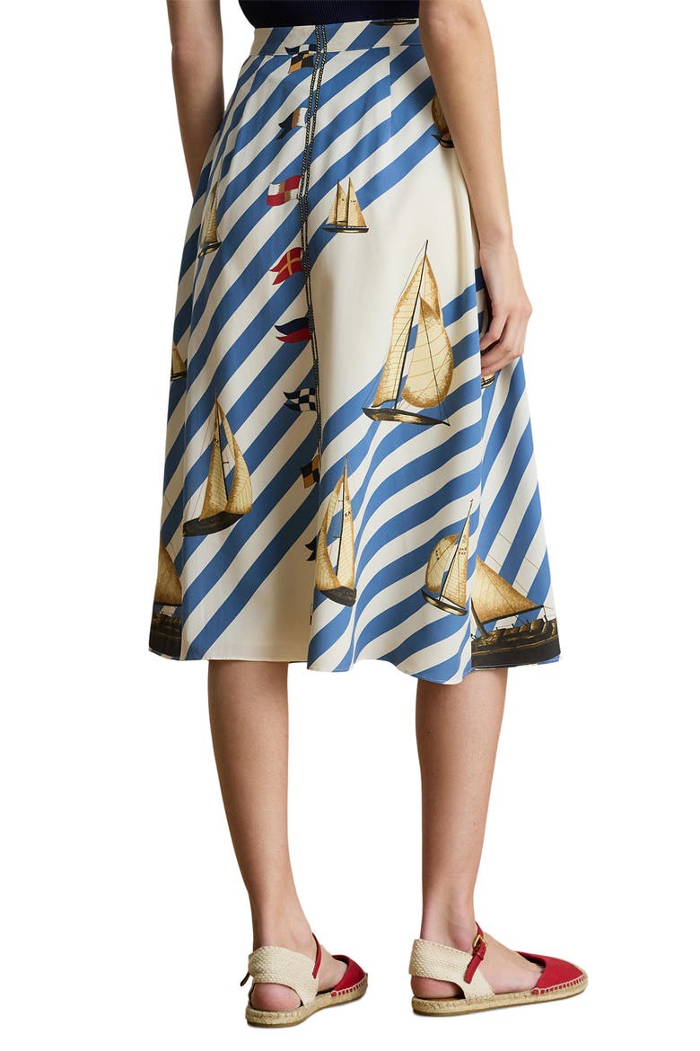 Print A-Line Midi Skirt, Alternate, color, CREAM MULTI