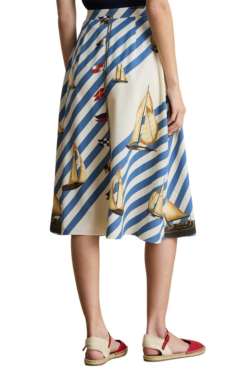 Lauren Ralph Lauren Print A-Line Midi Skirt, Alternate, color, Cream Multi