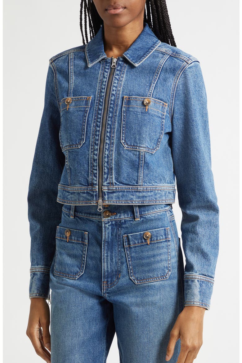 Patty Zip Front Denim Jacket, Alternate, color, MEMORY BLUE