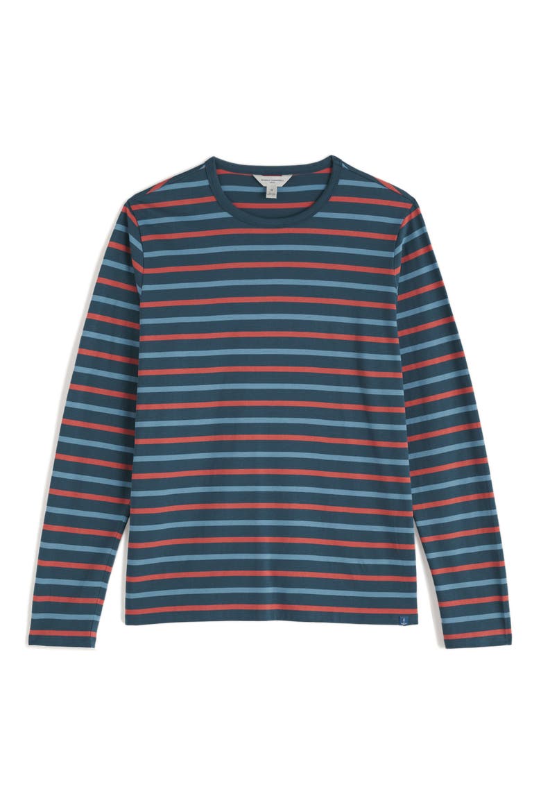 Sailor Stripe Long Sleeve Organic Cotton T-Shirt, Alternate, color, SEA STORM DUSTY COPPER