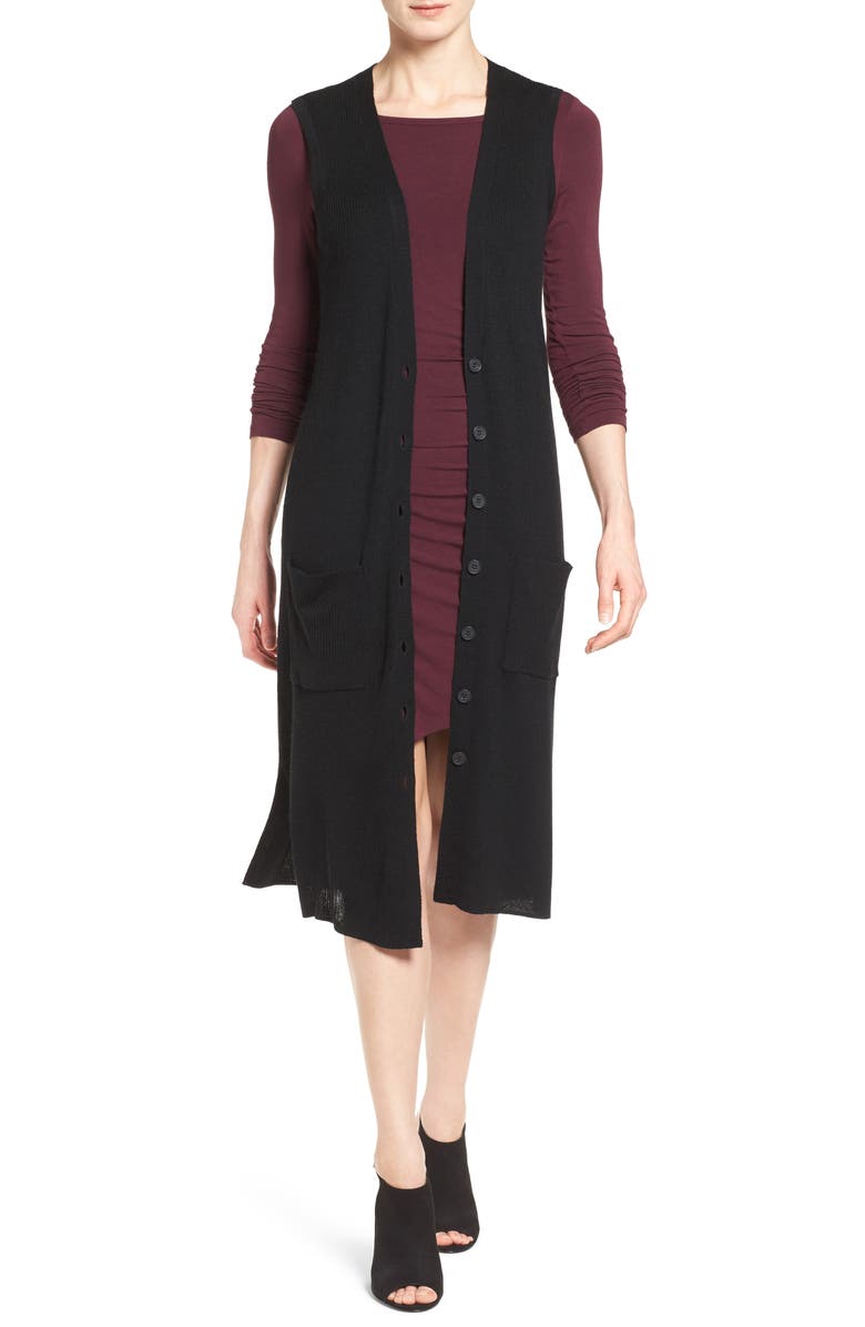 Halogen<sup>®</sup> Long Merino Wool Blend Sweater Vest, Main, color,