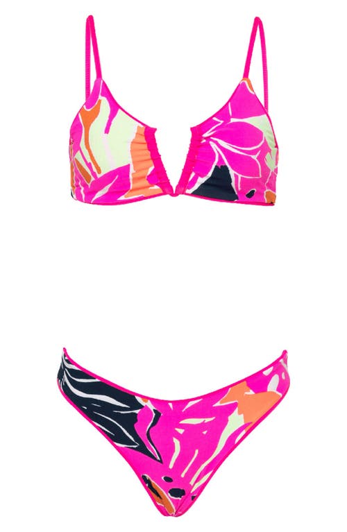 Maaji Hot Magenta Adhara Reversible Bikini Top In Pink