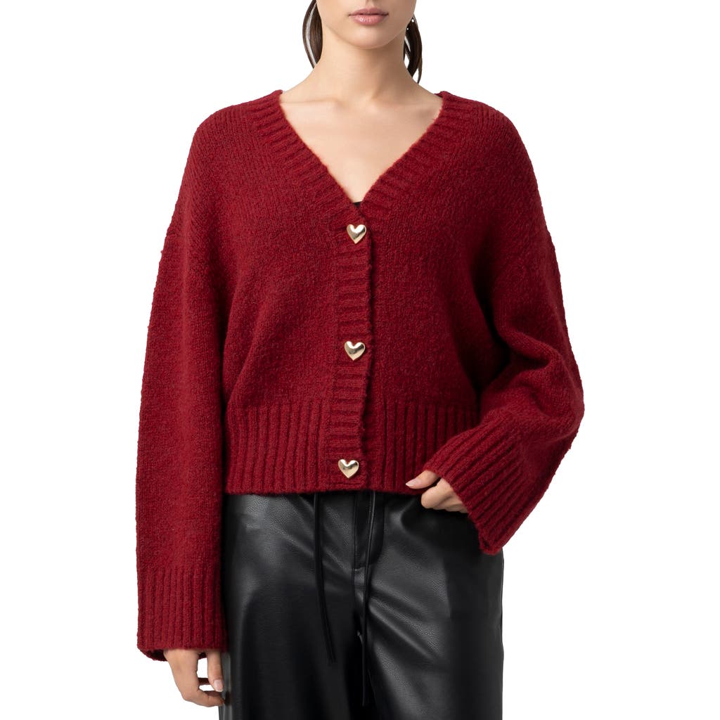 Blanknyc Heart Button Cardigan In Multi