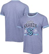 FANATICS Men's Fanatics Branded Heathered Deep Sea Blue Seattle Kraken Buzzer Beater Tri-Blend Ringer T-Shirt