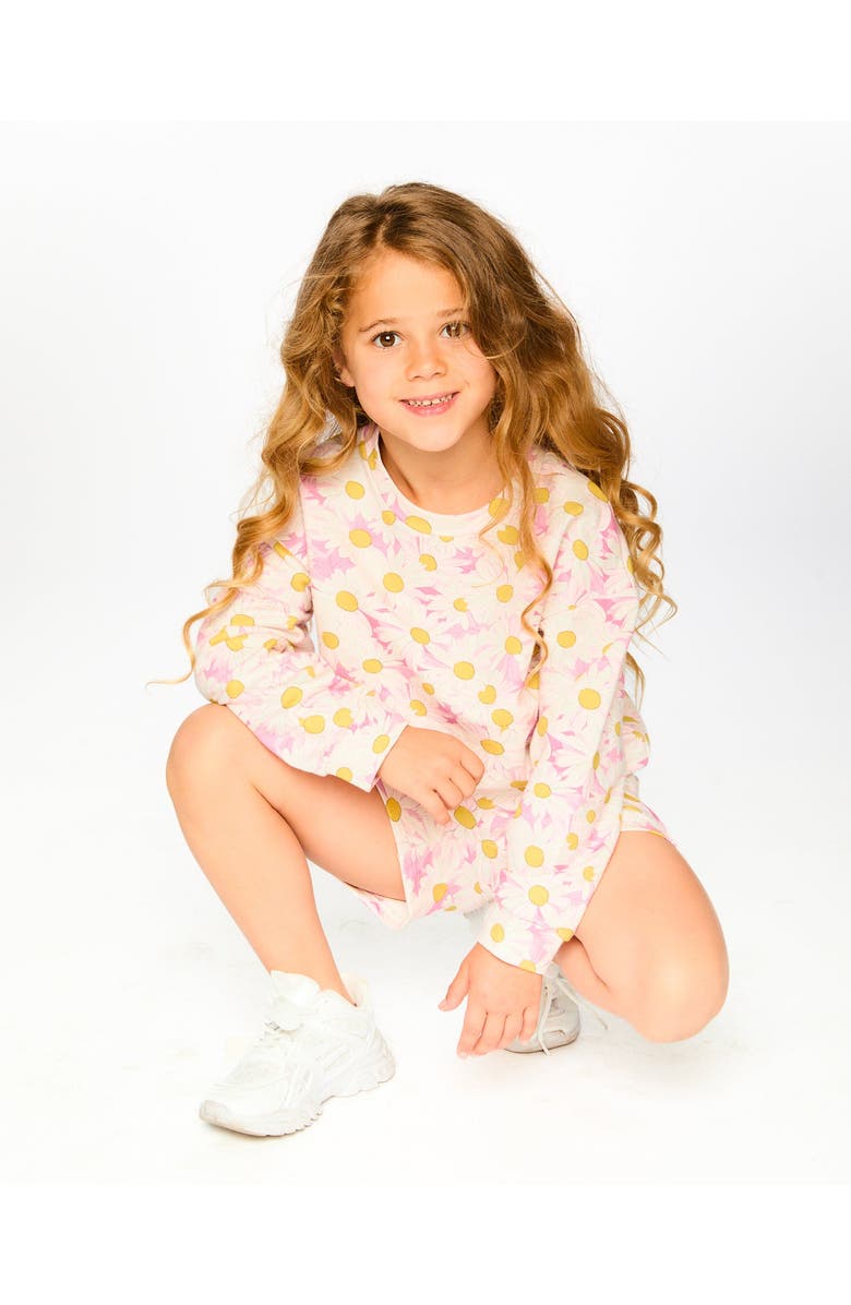 Deux par Deux French Terry Daisies Shorts, Alternate, color, Pink Printed Daisies