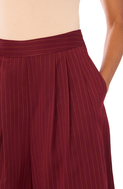 Parker Pinstripe Wide Leg Pants In Brown