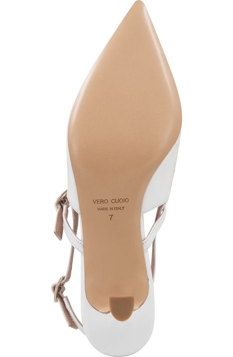 Bruno Magli Luciana Pointed Toe Slingback Pump, Alternate, color, Bone Crinkled Patent