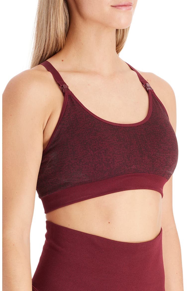 Seamless Nursing Sports Bra, Alternate, color, BURGUNDY JACQUARD
