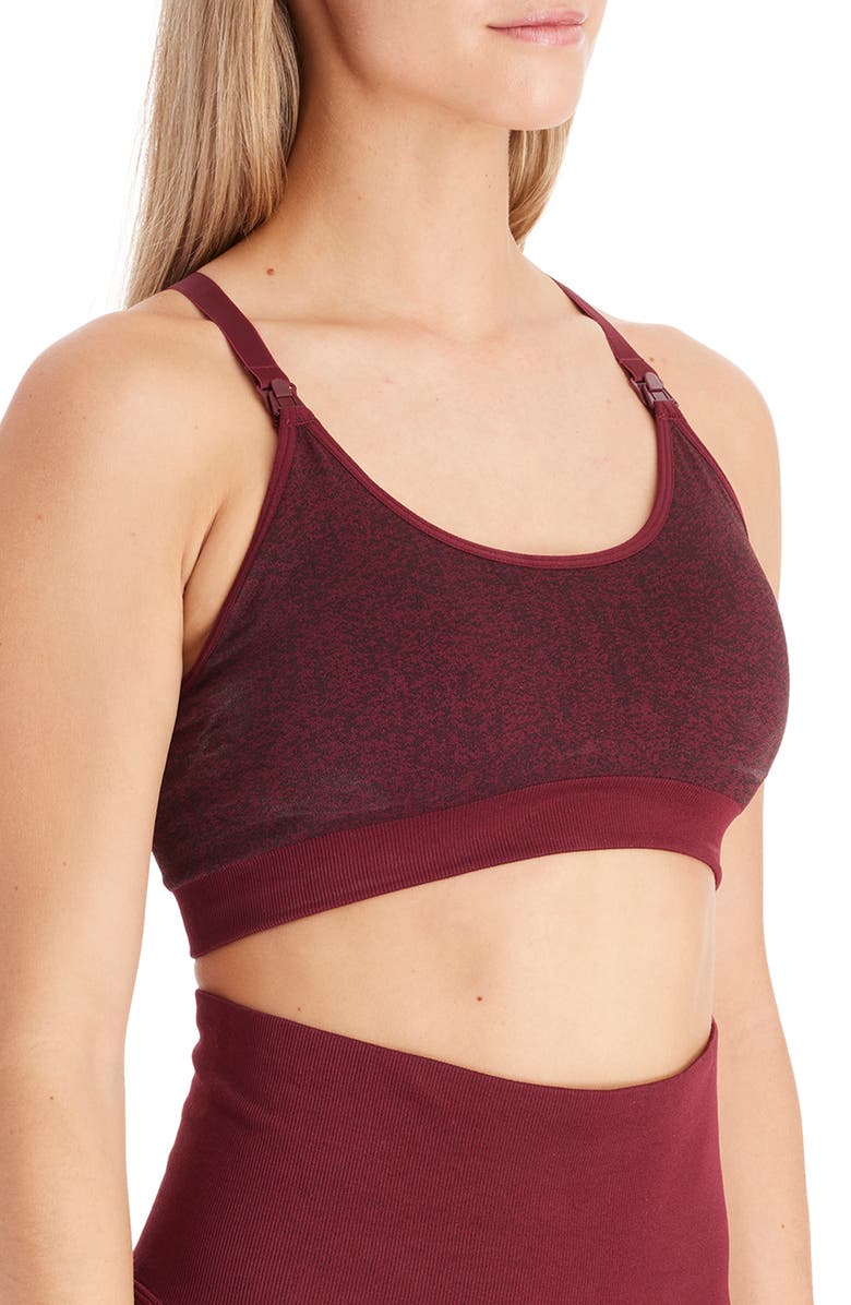 Modern Eternity Seamless Nursing Sports Bra, Alternate, color, Burgundy Jacquard