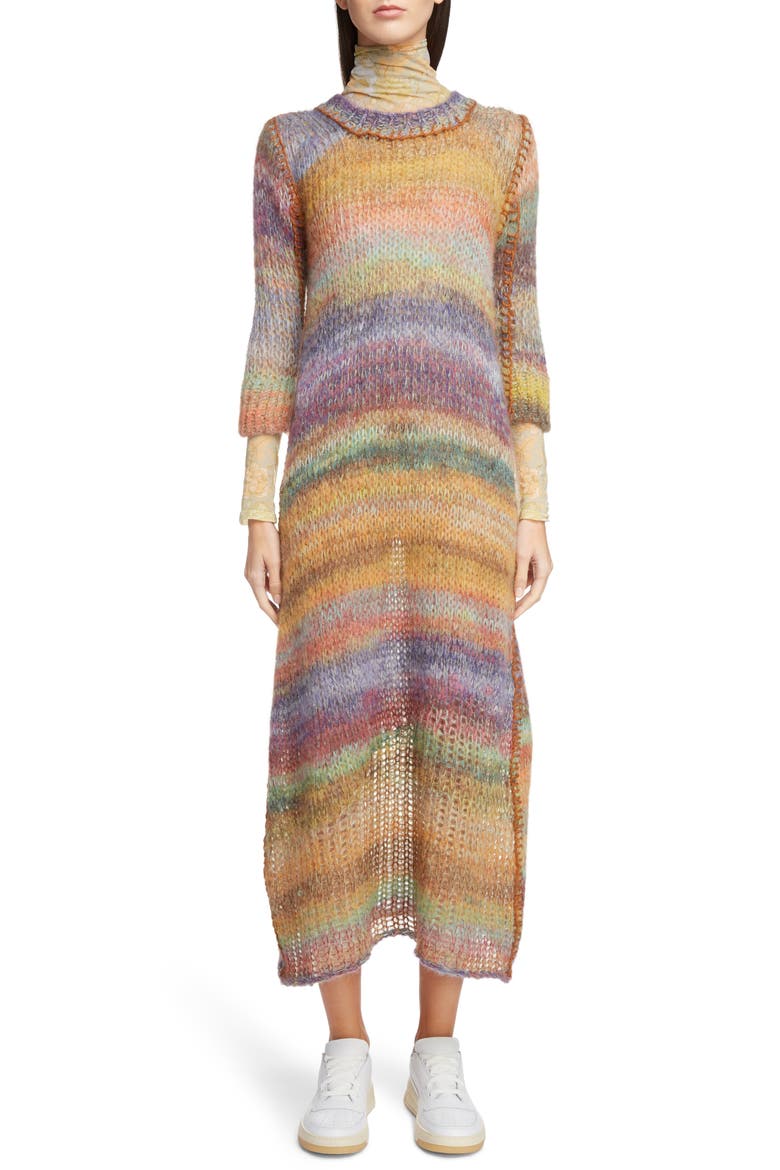 Space-Dye Stripe Sweater Dress, Main, color, MULTI
