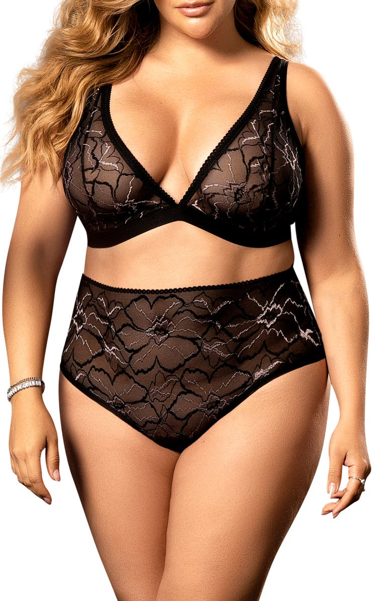 Mapale Lace Bralette & High Waist Panties Set, Alternate, color,