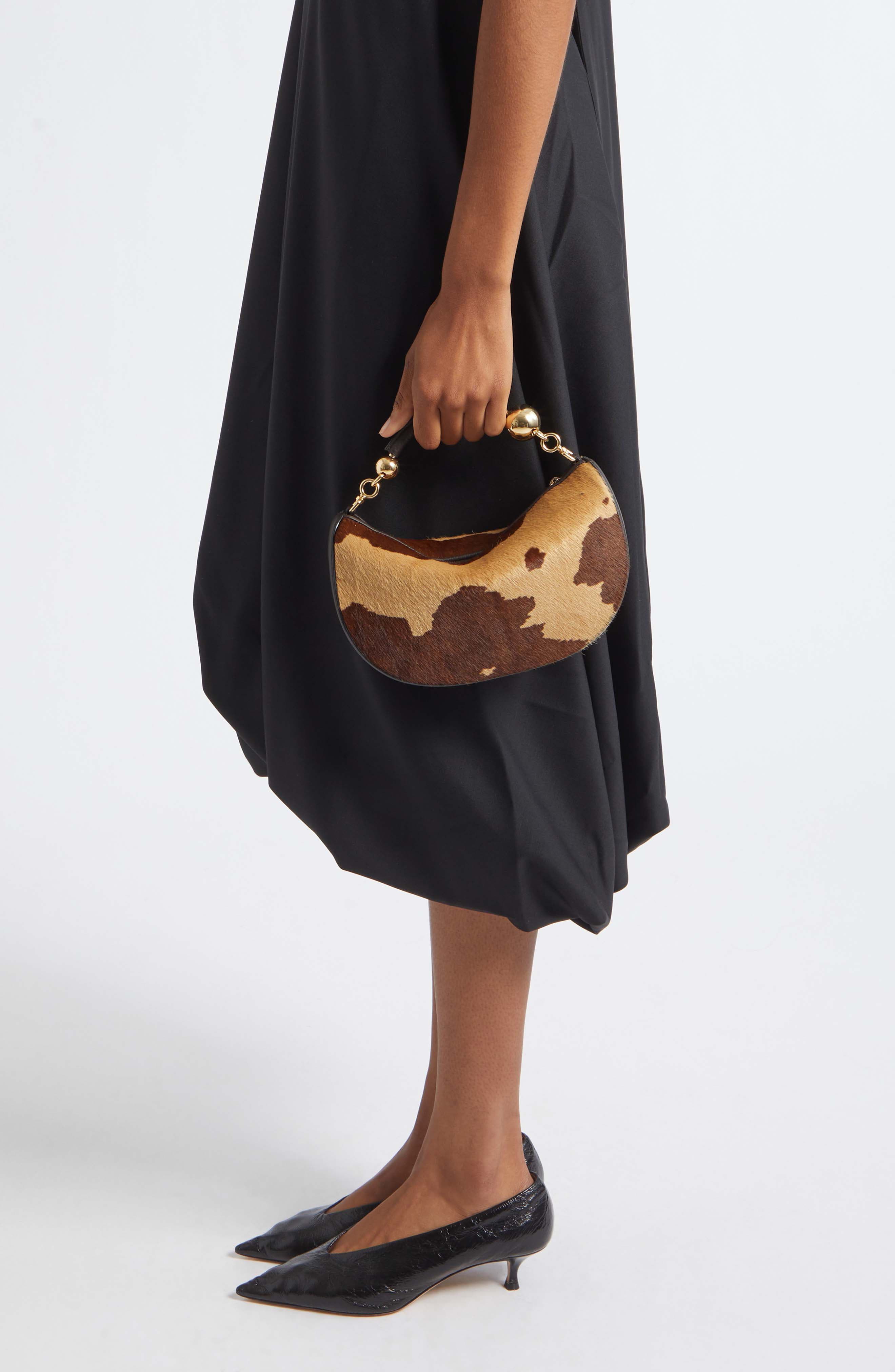 Mini Crescent Moon Genuine Calf Hair Shoulder Bag, Alternate, color, PRINTED SPOT
