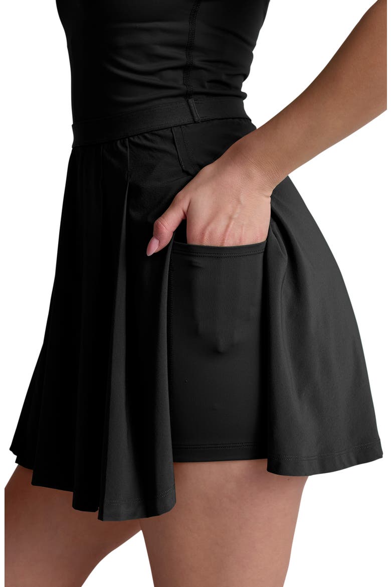 Score Pleated Minidress, Alternate, color, TRUE BLACK