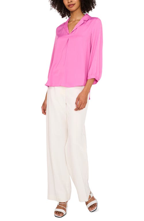 Shop Vince Camuto Pleat Front Satin Shirt In Violet Blush