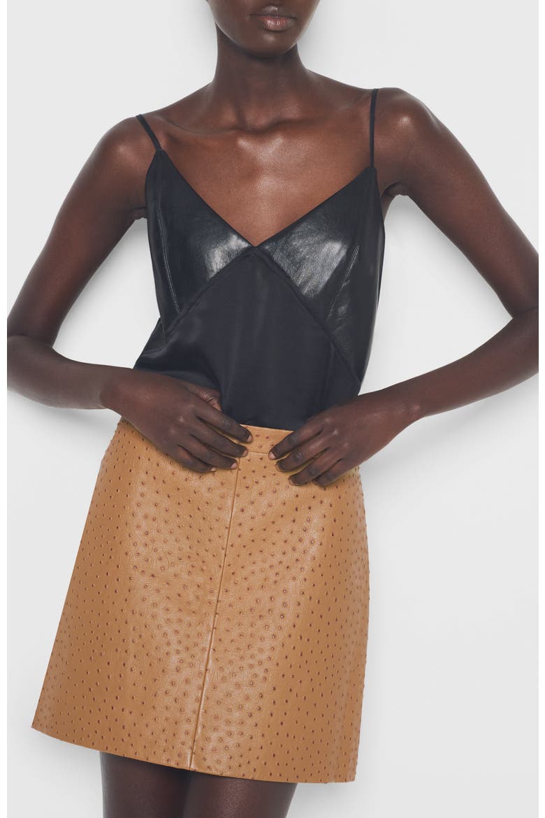 Nadine Upcycled Leather Skirt, Alternate, color, Amber