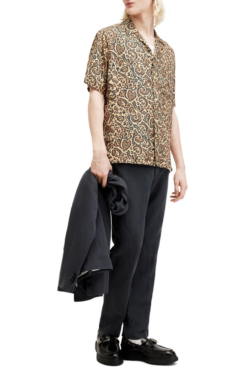 AllSaints Leopard Paisley Camp Shirt, Alternate, color,