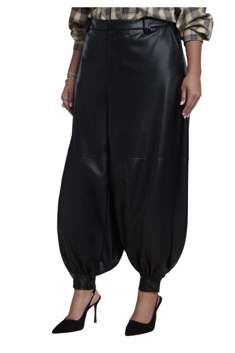 Faux Leather Balloon Pant (plus), Main, color, BLACK ONYX